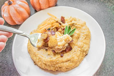 pumpkin-cheddar-grits-with-bacon-apples-sweet image