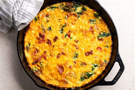 frittata-recipe-with-spinach-bacon-and-cheddar-the image