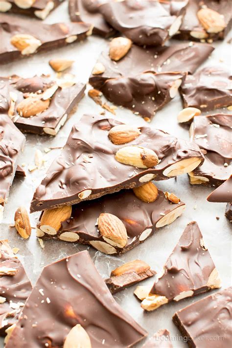 chocolate-almond-bark-3-ingredients-beaming-baker image