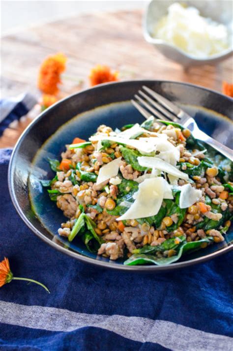 lentils-with-sausage-and-spinach-karista-bennett image