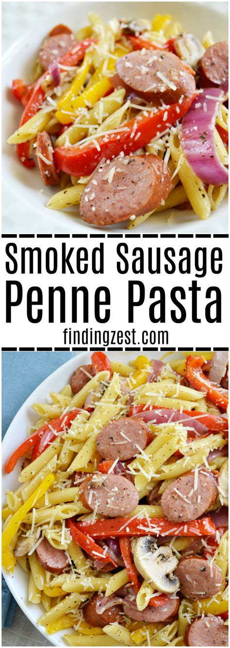 smoked-sausage-penne-pasta-finding-zest image