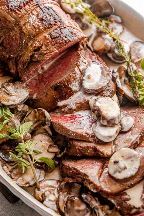 beef-tenderloin-with-mushroom-gravy-recipe-diethood image