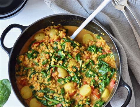 one-pot-potato-spinach-and-lentil-dal-vegan image