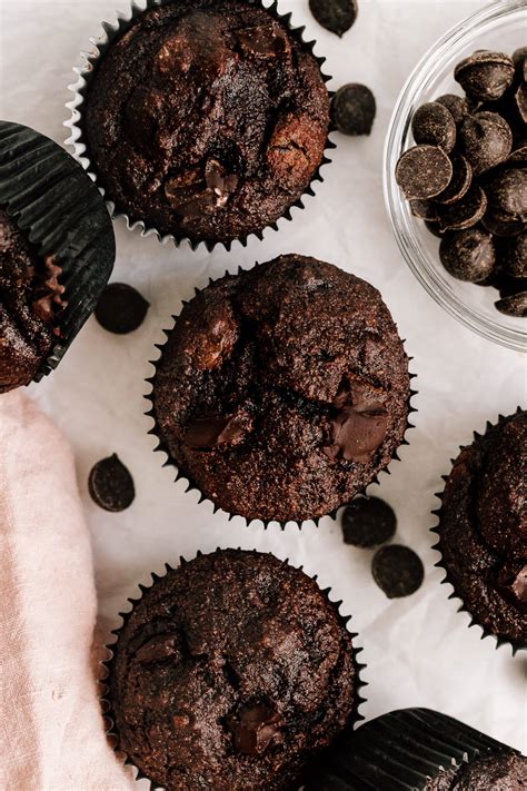 almond-flour-double-chocolate-banana-muffins image
