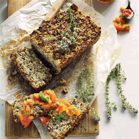 brown-rice-lentil-and-mushroom-loaf-with-fresh-tomato image