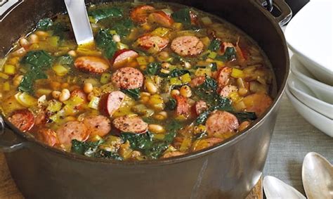 hearty-bean-kale-and-kielbasa-soup-honest-cooking image
