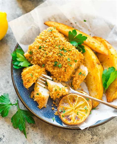 fish-and-chips-healthy-baked-recipe-wellplatedcom image