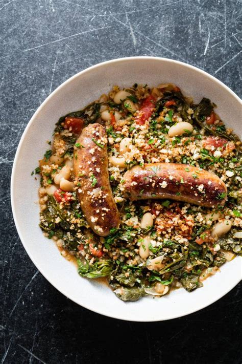 sausage-and-white-beans-with-mustard-greens-the image