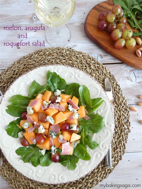 melon-arugula-and-roquefort-salad-my-baking-saga image