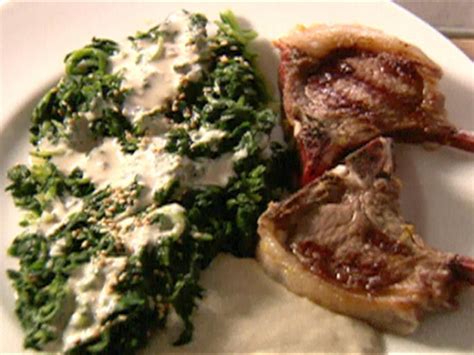 lamb-with-spinach-and-garlicky-tahini-sauce-cooking image