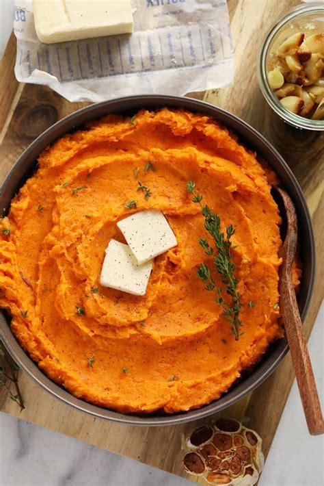 mashed-sweet-potatoes-with-roasted-garlic-fit-foodie image