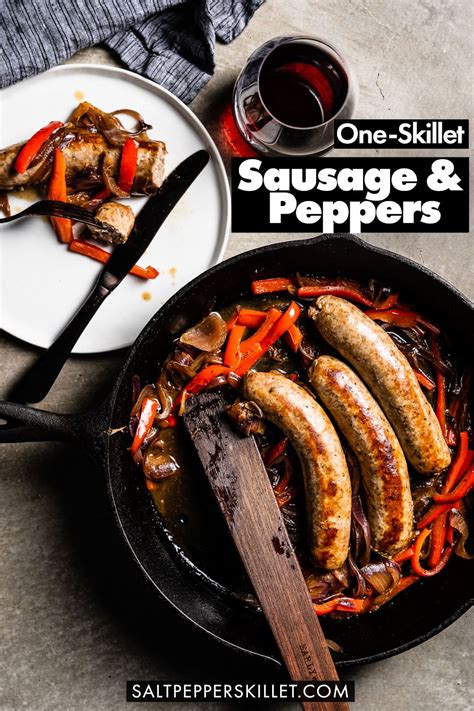 one-skillet-sausage-and-peppers-recipe-salt-pepper image