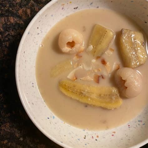 thai-banana-lychee-dessert-in-coconut-milk image
