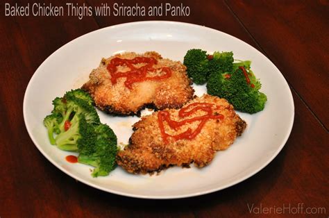 baked-chicken-thighs-with-sriracha-and-panko-valerie image