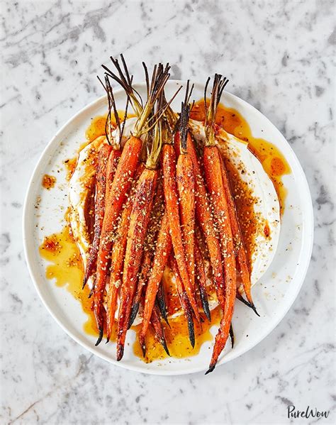 harissa-and-honey-roasted-carrots-purewow image