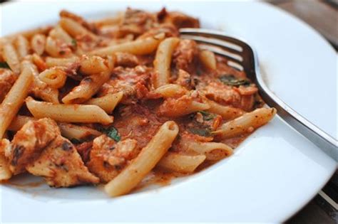 penne-with-creamy-tomato-sauce-and-grilled-chicken image