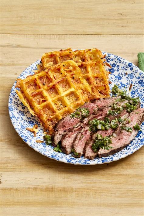 flank-steak-with-cheesy-waffle-hash-browns image