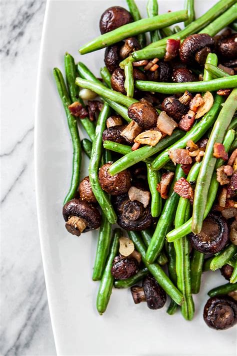 sauteed-green-beans-with-bacon-mushrooms-good image