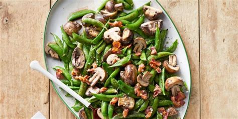 roasted-snap-peas-mushrooms-country-living image