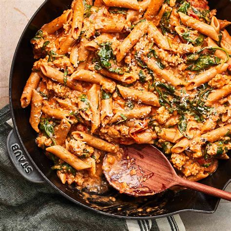 one-skillet-cheesy-ground-chicken-pasta-eatingwell image