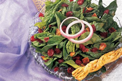 cranberry-spinach-salad-with-warm-honey-dijon-bacon image