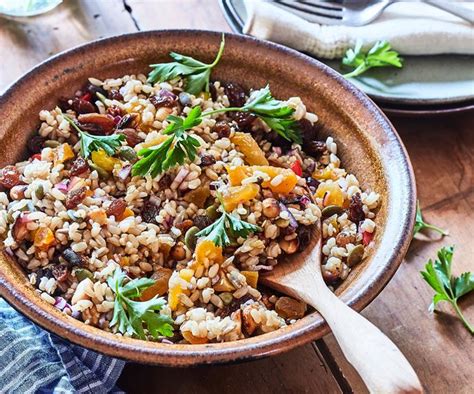 healthy-brown-rice-salad-with-sultanas-seeds-and-nuts image