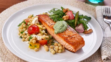 quick-and-easy-seared-salmon-with-goat-cheese-herb-sauce image
