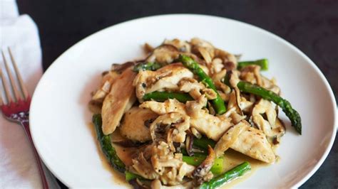 chicken-asparagus-and-wild-mushroom-stir-fry image