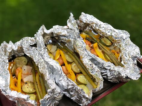 barbecue-chicken-sausage-vegetable-in-foil image