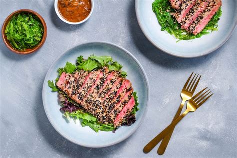grilled-tuna-steaks-with-asian-sesame-crust-recipe-the-spruce image