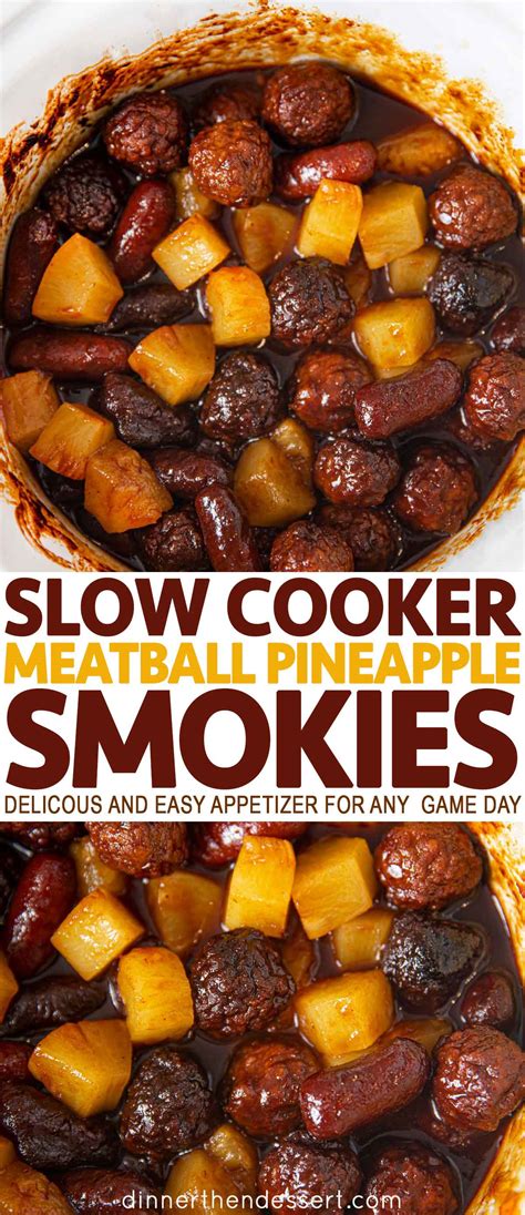 slow-cooker-meatball-pineapple-smokies image