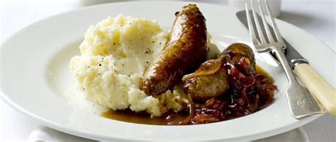 sausage-and-mash-recipe-with-quick-onion-gravy image