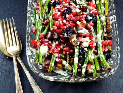 green-beans-with-chestnuts-pomegranates-tahini image