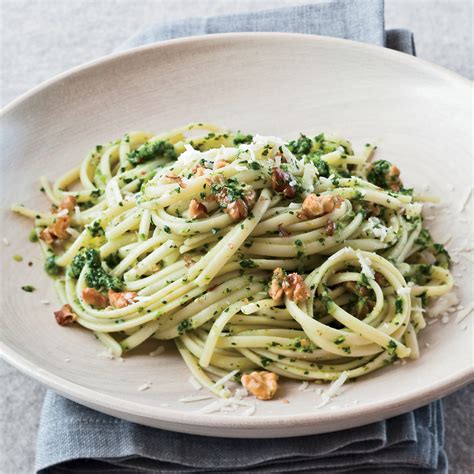 linguine-with-broccoli-rabe-walnut-pesto-food-and-wine image