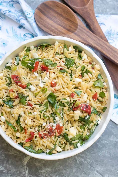orzo-salad-with-spinach-and-feta-valeries-kitchen image