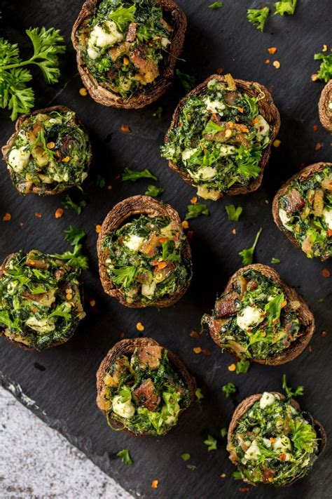 roasted-mushrooms-stuffed-with-feta-spinach-and-bacon image