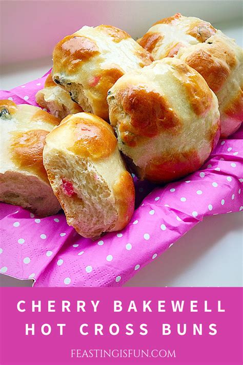 cherry-bakewell-hot-cross-buns-feasting-is-fun image