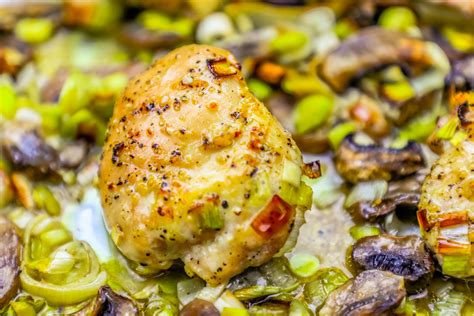 easy-sheet-pan-oven-roasted-chicken-and-leeks-recipe-sweet image