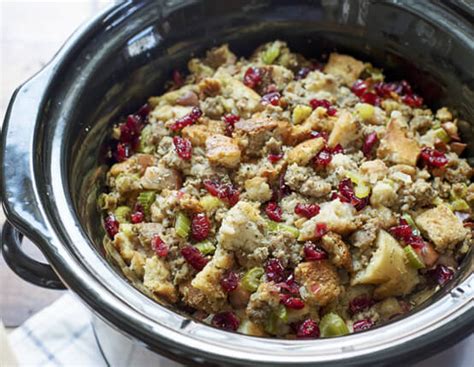 slow-cooker-pear-and-sausage-stuffing-jones-dairy image
