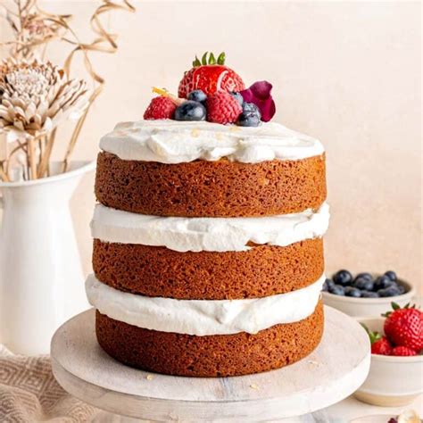 easy-honey-vanilla-cake-with-whipped-cream-broken image