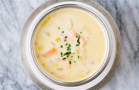 a-big-pot-of-rich-smoky-salmon-chowder-with-bacon image