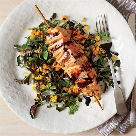 gingered-salmon-with-grilled-corn-and-watercress image