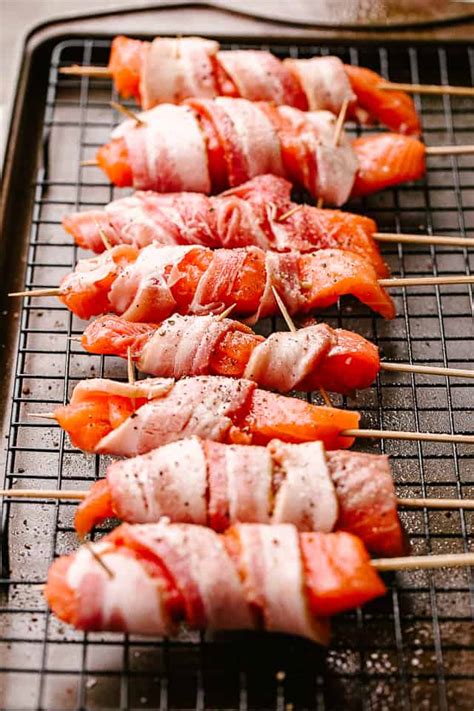 prosciutto-wrapped-salmon-skewers-recipe-diethood image