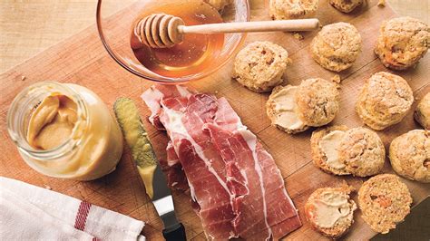 sweet-potato-biscuits-with-ham-mustard-and-honey image