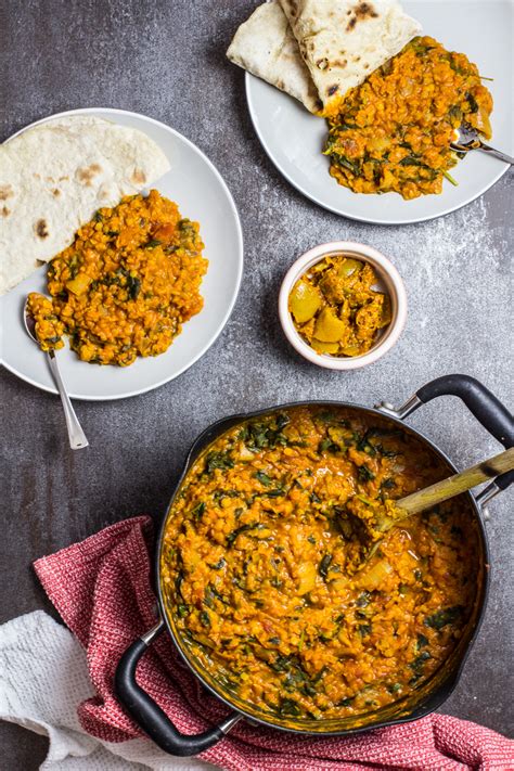 spicy-lentil-curry-with-spinach-recipe-the-bellephant image