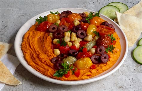 red-pepper-hummus-is-a-creamy-and-healthy-dip-that-is-easy-to image