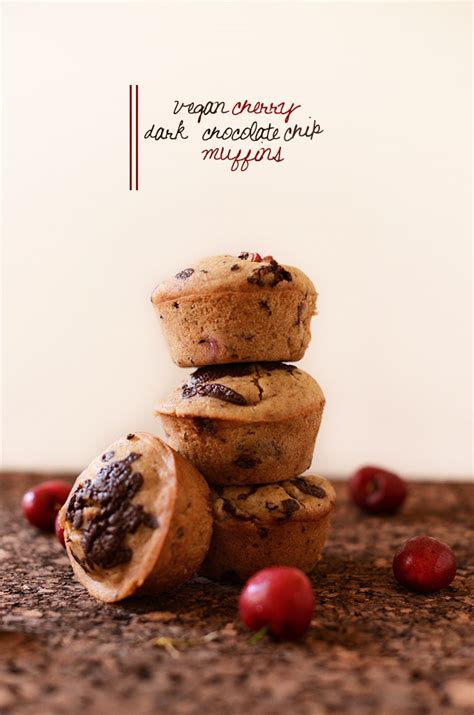 vegan-dark-chocolate-cherry-muffins-minimalist image