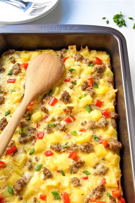 breakfast-casserole-with-eggs-potatoes-and-sausage image