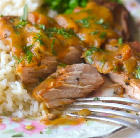 slow-cooker-peach-smothered-pork-chops image
