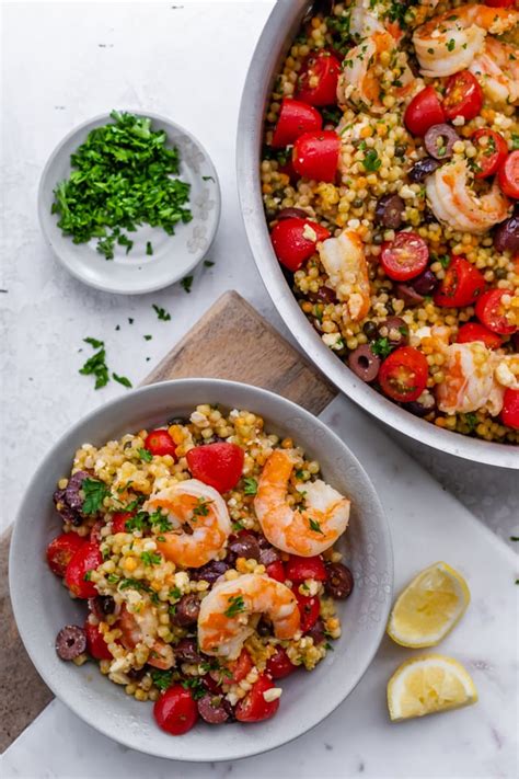 mediterranean-couscous-with-shrimp-feelgoodfoodie image